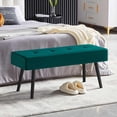 thumbnail image 4 of Bench for Entryway, Upholstered Dining Bench with No Arms Accent Bench Elegant Velvet Living Room Bench Tufted with Strong Metal Legs for Unisex, 4 of 16