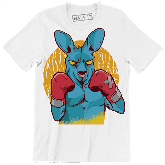 Boxer Boxing Kangaroo Facing Forward Funny Damaged Boxing Gloves T-Shirt
