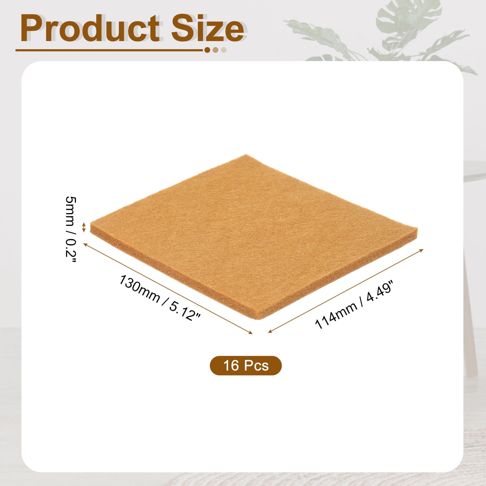 Felt Furniture Pads, 16Pack 5.12" x 4.49" Adhesive Backed Felt Non-slip Anti-scratch Chair Leg Protectors for Protecting Hardwood Floor, Light Brown
