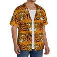 thumbnail image 2 of Susaid Tiger Print Men's Polo Shirts Button Down Short Sleeve Casual Summer Beach Vintage Shirts for Men-Small, 2 of 5
