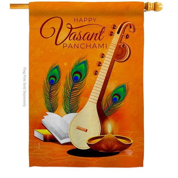 Ornament Collection H192451-BO Vasant Panchami Celebration Basant Double-Sided Garden Decorative House Flag, Multi Color
