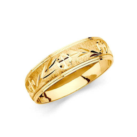 FB Jewels 14k Gold Round Cubic Zirconia Yellow Ring Mens Anniversary Wedding Band Size 12