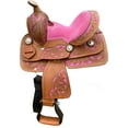 thumbnail image 3 of Resistance Miniature Western Barrel Saddle – 8 Inch Seat, Floral Tooled Design with Conchos Inlay, 3 of 7