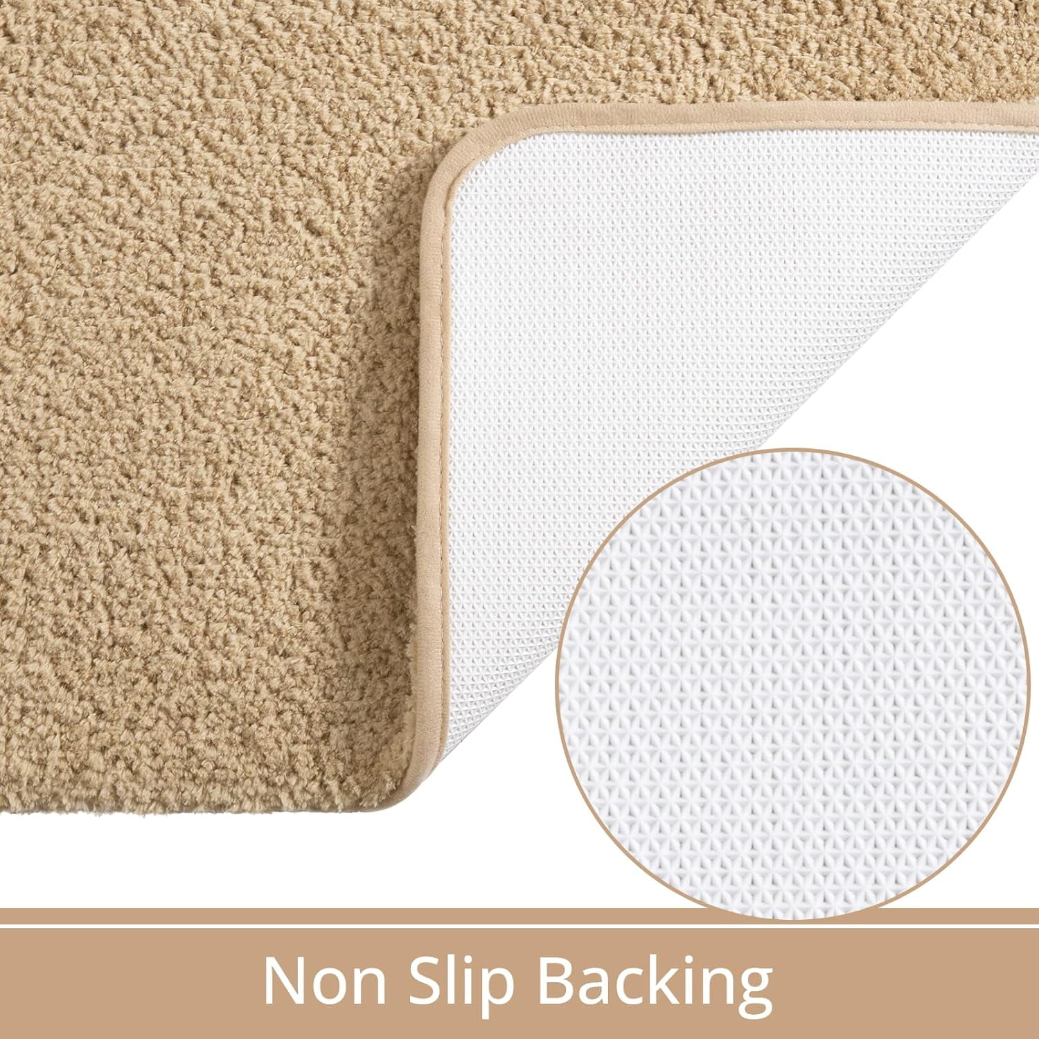Lochas Beige Polyester Bath Rug, 36" x 24", Machine Washable