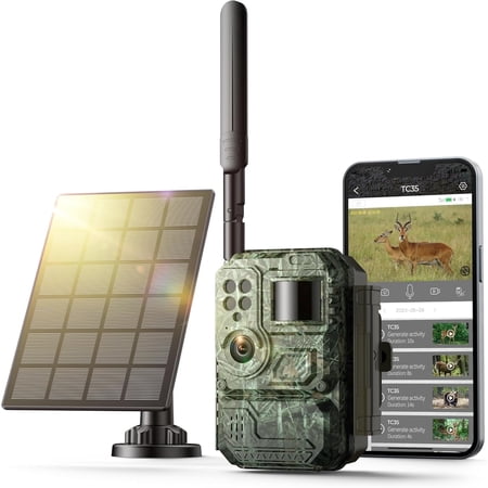 CAMPARK Cellular Trail Camera with Live Streaming – 4G LTE Unlimited Data Solar Game Camera with Color Night Vision 0.1s Trigger Motion Activated Real-Time Alerts for Wildlife Monitoring