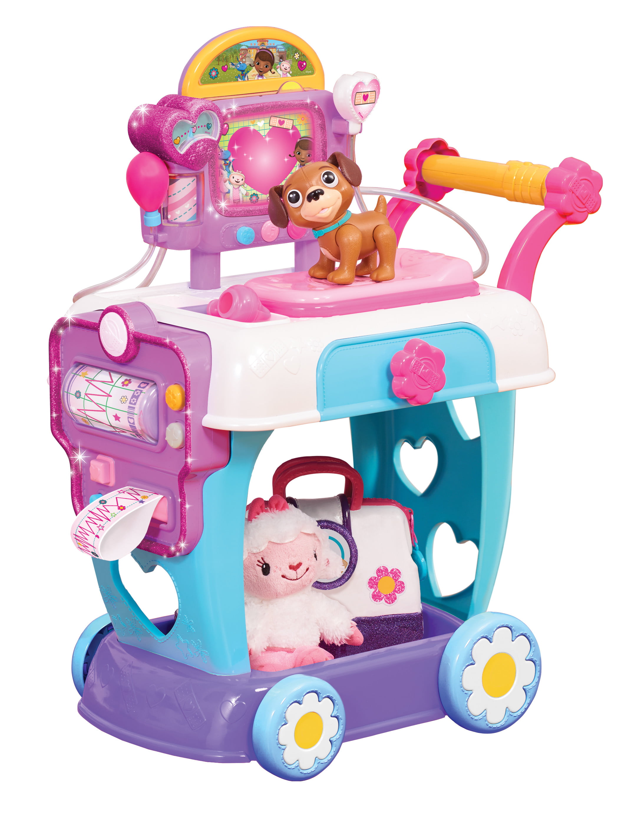 Doc McStuffins Toy Hospital Care Cart, Lights and Sounds Doctor Pretend  Play Set, Includes Findo Dog Figure, Kids Toys for Ages 3 Up, Gifts and  Presents 