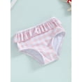 thumbnail image 6 of Bagilaanoe Little Girls Swimsuits 2 Piece Bikinis Set Toddler Plaid Print Crop Tops + Ruffled Shorts 2T 3T 4T 5T 6T 7T Kids Swimwear Bathing Suit Beachwear, 6 of 8