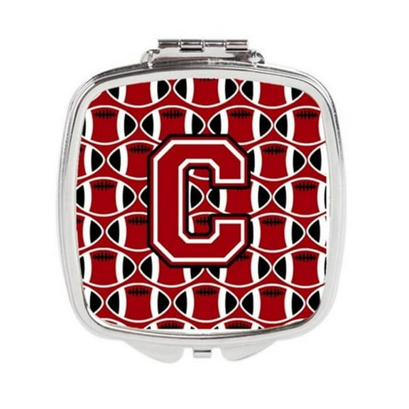 Carolines Treasures  Letter C Football Red - Black & White Compact Mirror