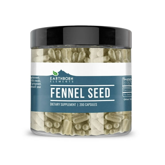Earthborn Elements Fennel Seed 200 Capsules, Pure & Undiluted, No Additives