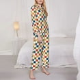 thumbnail image 2 of Bingfone Womens Pajama Sets Floral Checkerboard Print,Long Sleeve Loungewear Pajamas Set-X-Large, 2 of 8