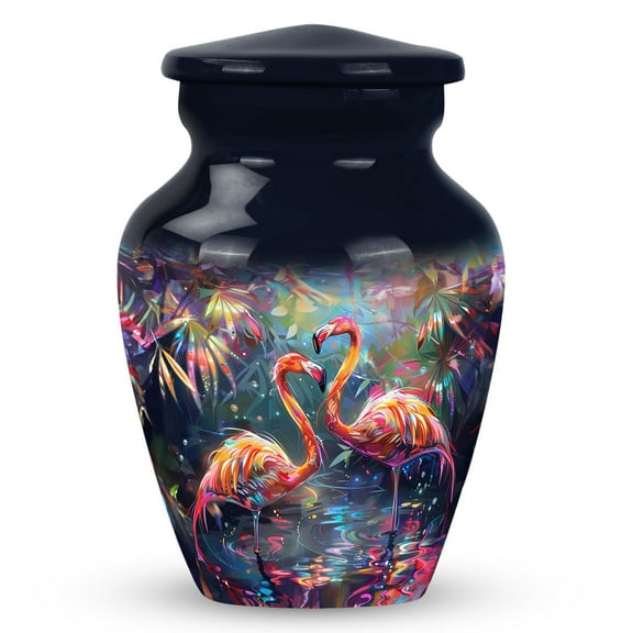 Crystal Garden Flamingo Dance Bird - Small Keepsake Urns - Small Memorial Urn for Men - Compact and Discreet Ashes Keepsake - Miniature Cremation Urn 3 Inch, 1 Pc
