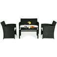 Costway 4PCS Patio Rattan Wicker Furniture Conversation Set Cushioned