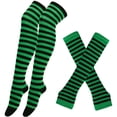 thumbnail image 3 of Bas Rayés pour Femmes Gants Hauts Chaussettes Chaussettes d'Halloween Chaussettes Bas Bas de compression Jaune, 3 of 3