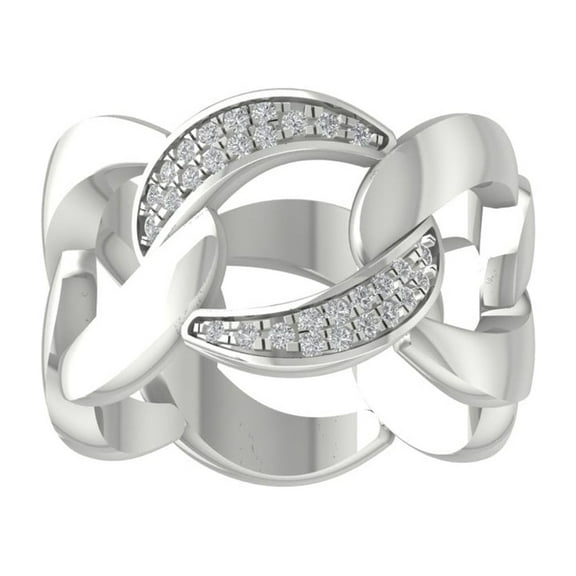 ARAIYA 10K White Gold Round Diamond Fashion Band Ring (1/8 cttw, I-J Color, I2-I3 Clarity), Size 10