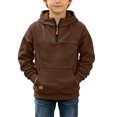 thumbnail image 2 of Amidoa Hoodies for Boys Zip Fleece Hooded Sweatshirt Long Sleeve Kids Fashion Hoodie Fall Winter Clothes Brown Size 4-5 Years, 2 of 9