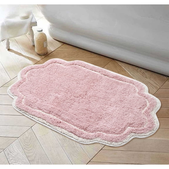Home Weavers Allure Collection Bathroom Rug 100% Cotton Tufted Bathroom Rug, Soft & Absorbent Bath Rugs, Non-Slip Bath Rug, Machine Wash Dry Bath Mats - 24"x40" Bath Rug, Pink