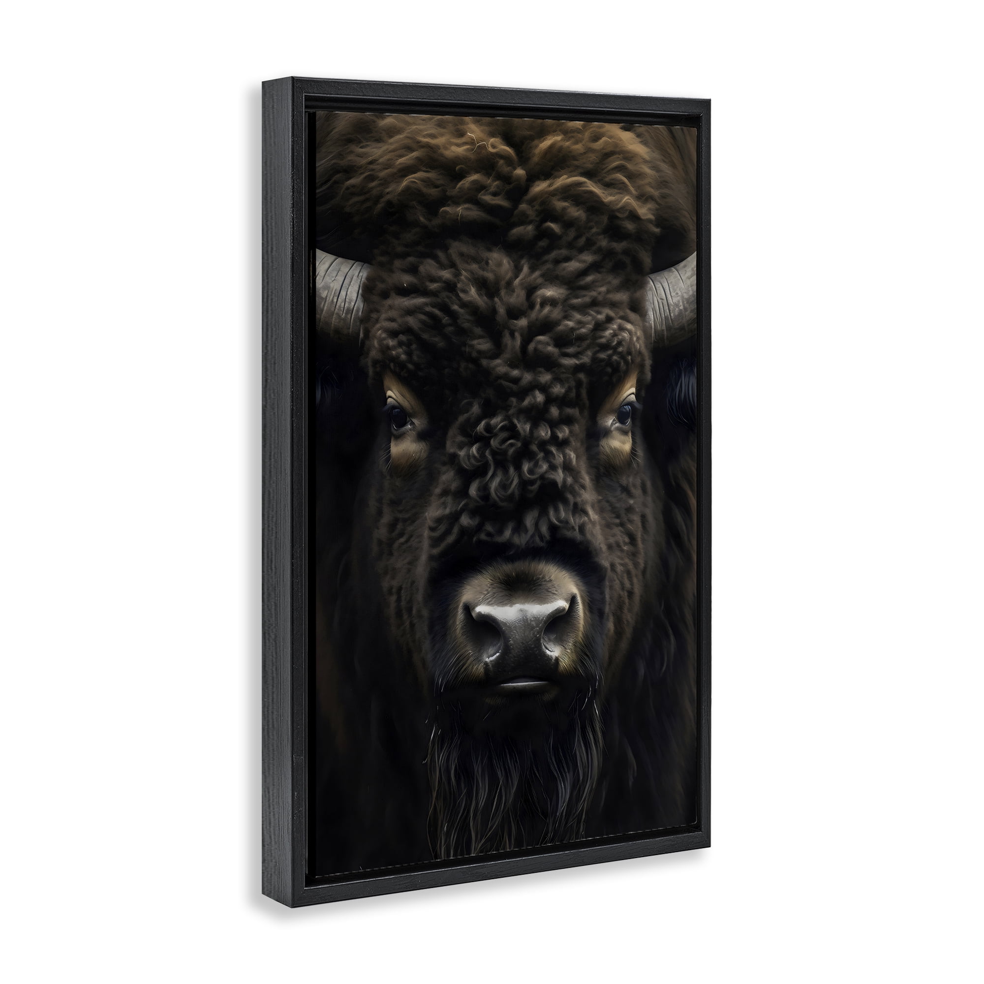 Stupell Industries Bison Portrait Close Up Black Framed Floater Canvas Wall Art, design by Creative Studio