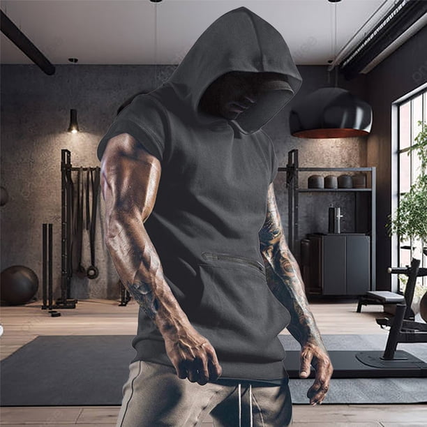 WILLBEST Sudaderas De Hombre Camisetas Deportivas para Hombre Moda De Verano Deportes De Ocio Color Sólido con Capucha Chaleco sin Mangas Top XGrande