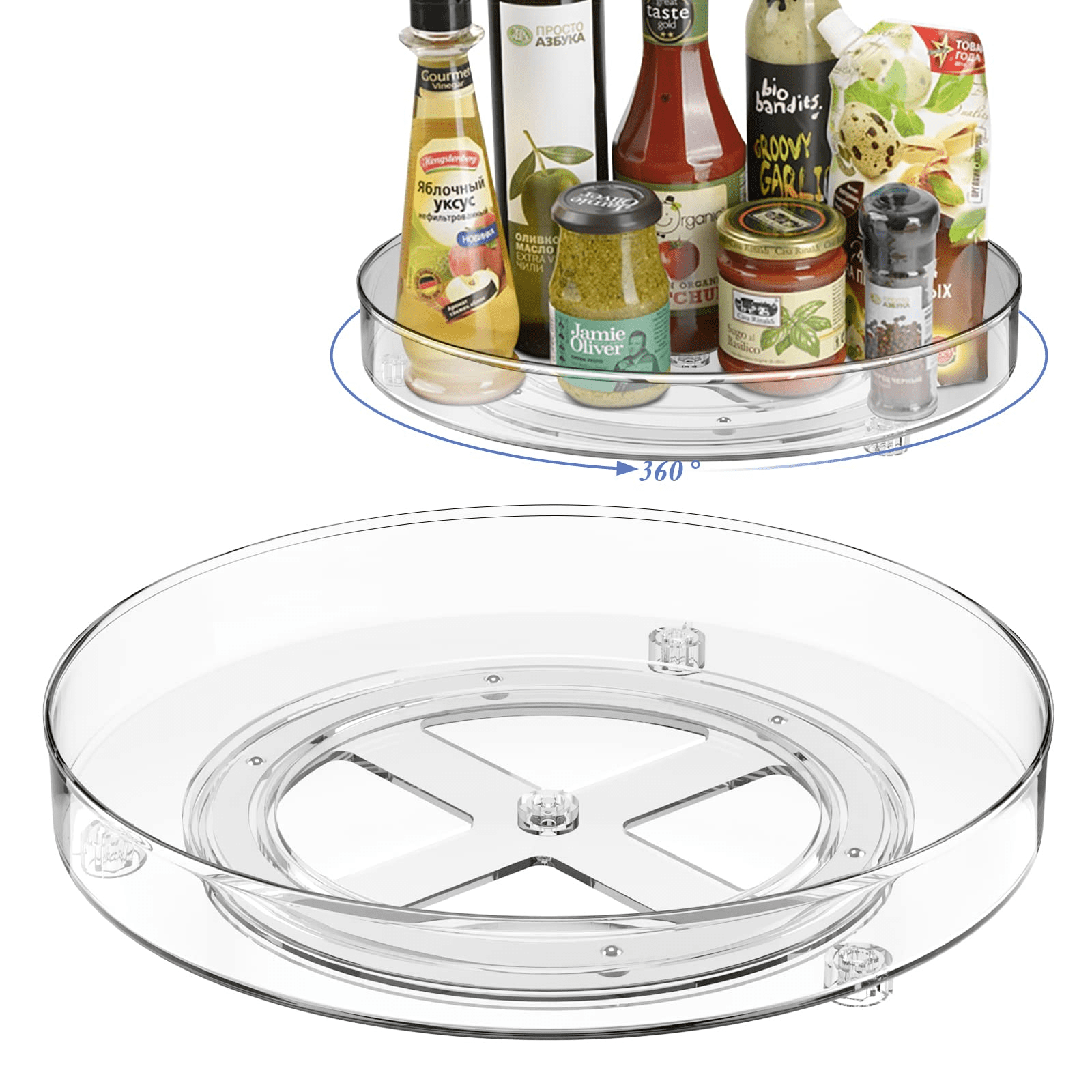 Koovon 2 Pack Lazy Susan Turntable Organizer, Round Plastic Clear