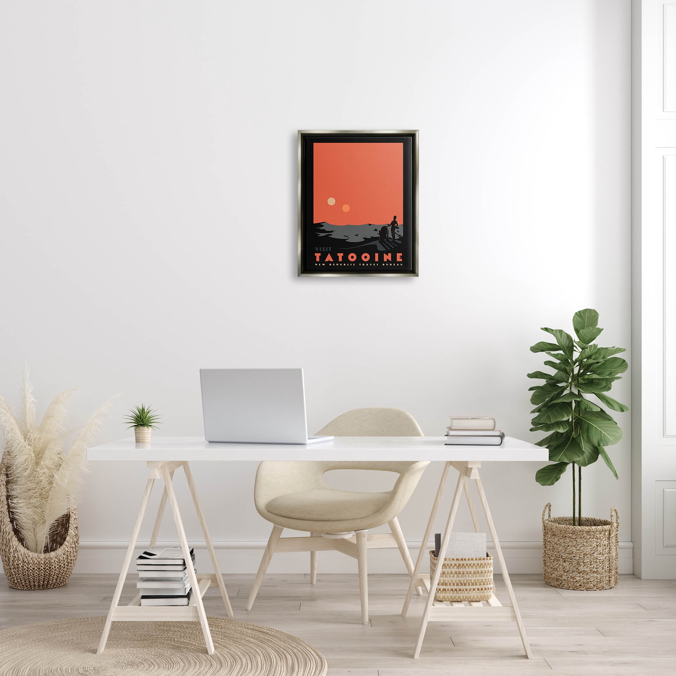 Stupell Industries Tatooine Vast Science Fiction Land Graphic Art Luster Gray Floating Framed Canvas Print Wall Art, Design by Matheus Lopes Castro