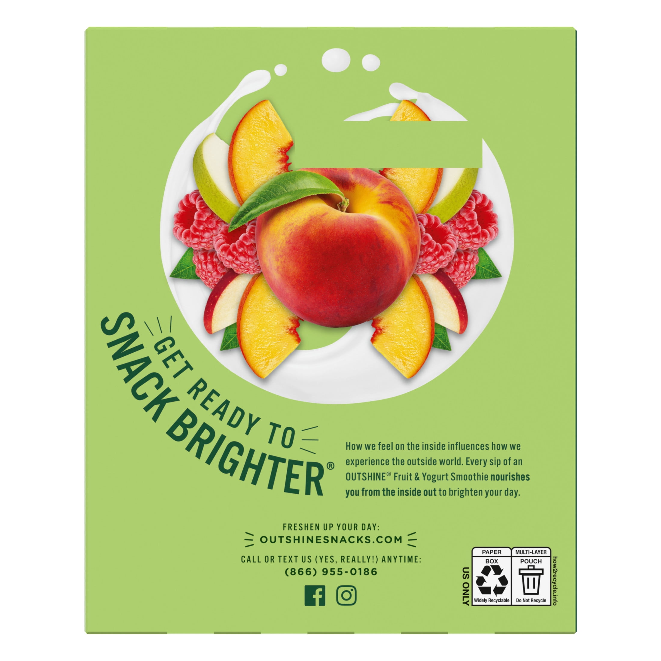 Outshine Fruit and Yogurt On the Go Smoothie Snacks, Peach Raspberry, 3.5 oz Pouches (4 Pack)​