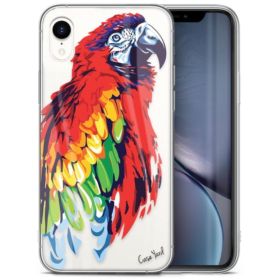 Case Yard iPhone-XR Case Clear Soft & Flexible TPU Ultra Low Profile Slim Fit Thin Shockproof Transparent Bumper Protective Cover Drop Protective Cell Phone Cases (Watercolor Macaw)