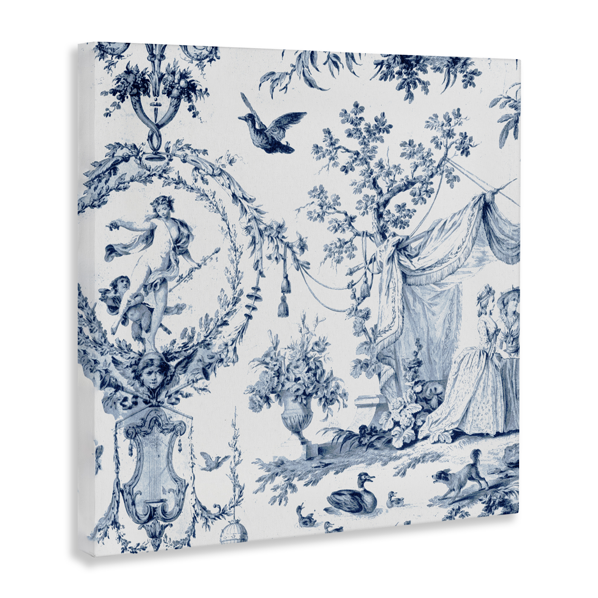 Classic Toile Scene Canvas Wall Art, design by Vintage Hustle
