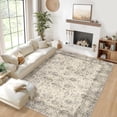 thumbnail image 2 of 8 FTx10 FT Vintage Persian Area Rugs for Living Room, Non Slip Machine Washable Rugs Low Pile Distressed Indoor Rug Floral Print Carpet for Dining Room Bedroom Office, Beige, 2 of 8