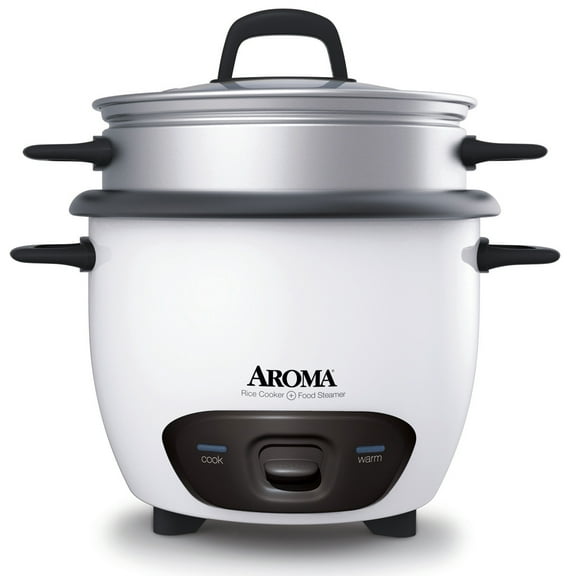 AROMA® 14-Cup (Cooked) / 3Qt. Rice & Grain Cooker, White, New, ARC-747-1NG