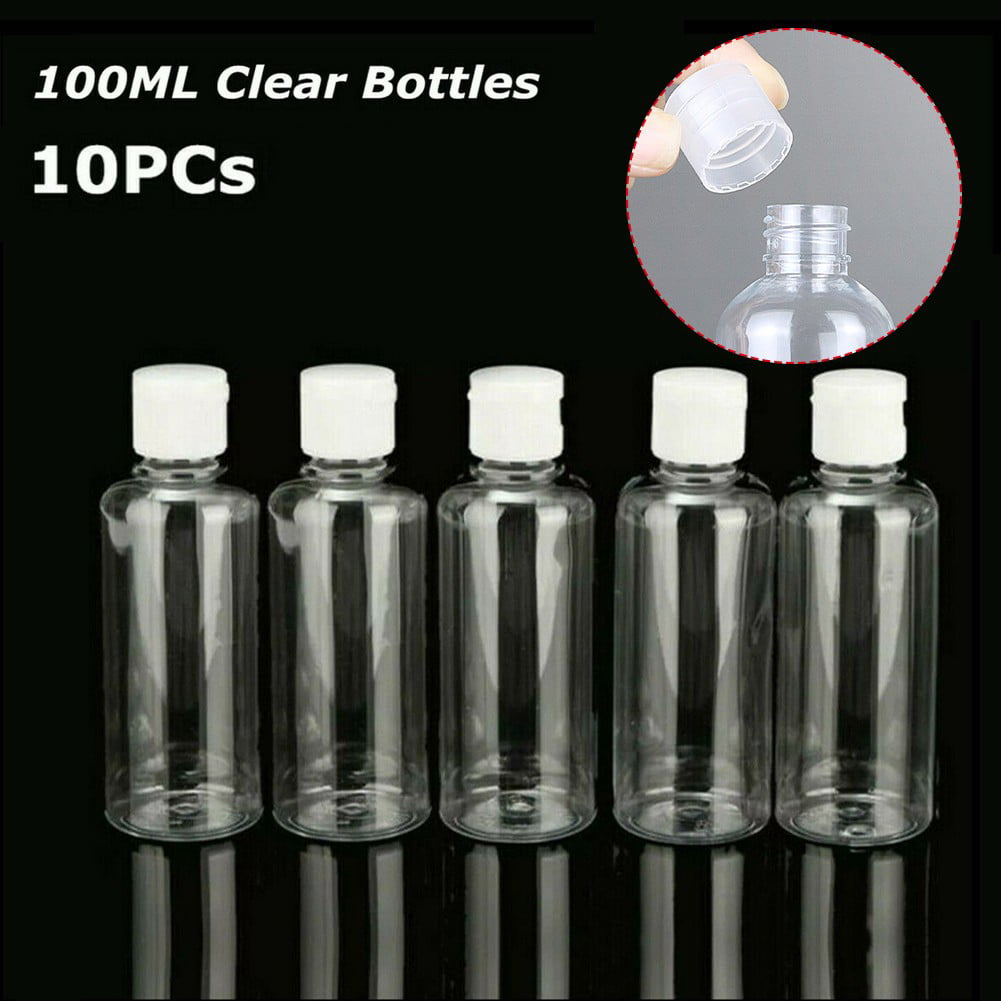 Leke 10PCS Empty Plastic Bottles 100ML Clear Small Travel Flip Liquids  Shampoo 