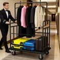 thumbnail image 4 of YOHKOH Hotel Luggage Cart, 1100LBS Heavy-Duty Bellman Trolley with 5" Wheels & Garment Rack, Rolling Commercial Cart for Hotels, Airports & Resorts, 4 of 8