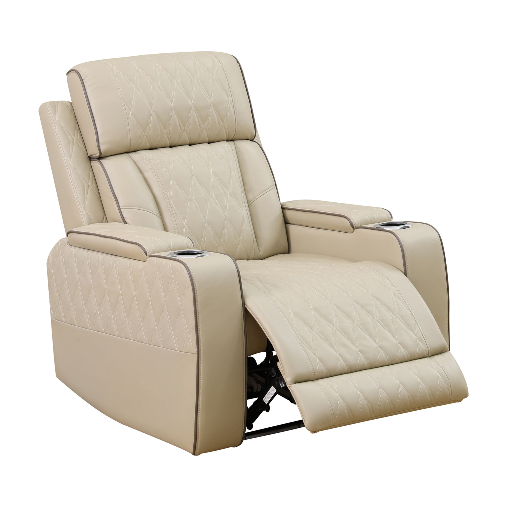 Recliner Chair with LED Lights, Living Room Furniture Breathing Power Leather Sofa with Storage Console/Cup Holders