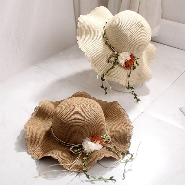 Women Straw Hat Bowknot Wide Brim Floppy Hats Female Lady Outdoor Foldable Beach  Sun Cap (Color : Beige) : : Clothing, Shoes & Accessories