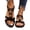 Black, variant on Women Bohemian Flat Sandals, Elastic Ankle Strap with Decorative Floral Ornament, Casual Summer Walking Beach Sandals