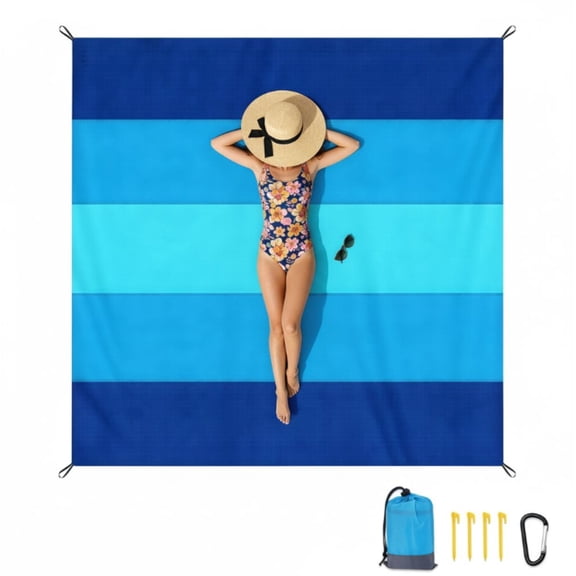 BIHUAI Sandproof Waterproof Beach Blanket 79"x83" with Stakes & Hook for Outdoor Camping Picnic