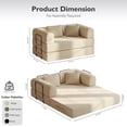 thumbnail image 6 of 59in Convertible Sofa Bed Corduroy Boneless Couch Bed Foldable Sofa Bed Pull Out Bed Futon Sleeper Sofa No Assembly, 6 of 7