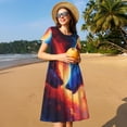 thumbnail image 4 of Easygdp Wolf para Vestido Transpirable de Mujer, Vestido Suelto de Manga Corta con Pliegues y Bolsillos para el Verano, 4 of 6
