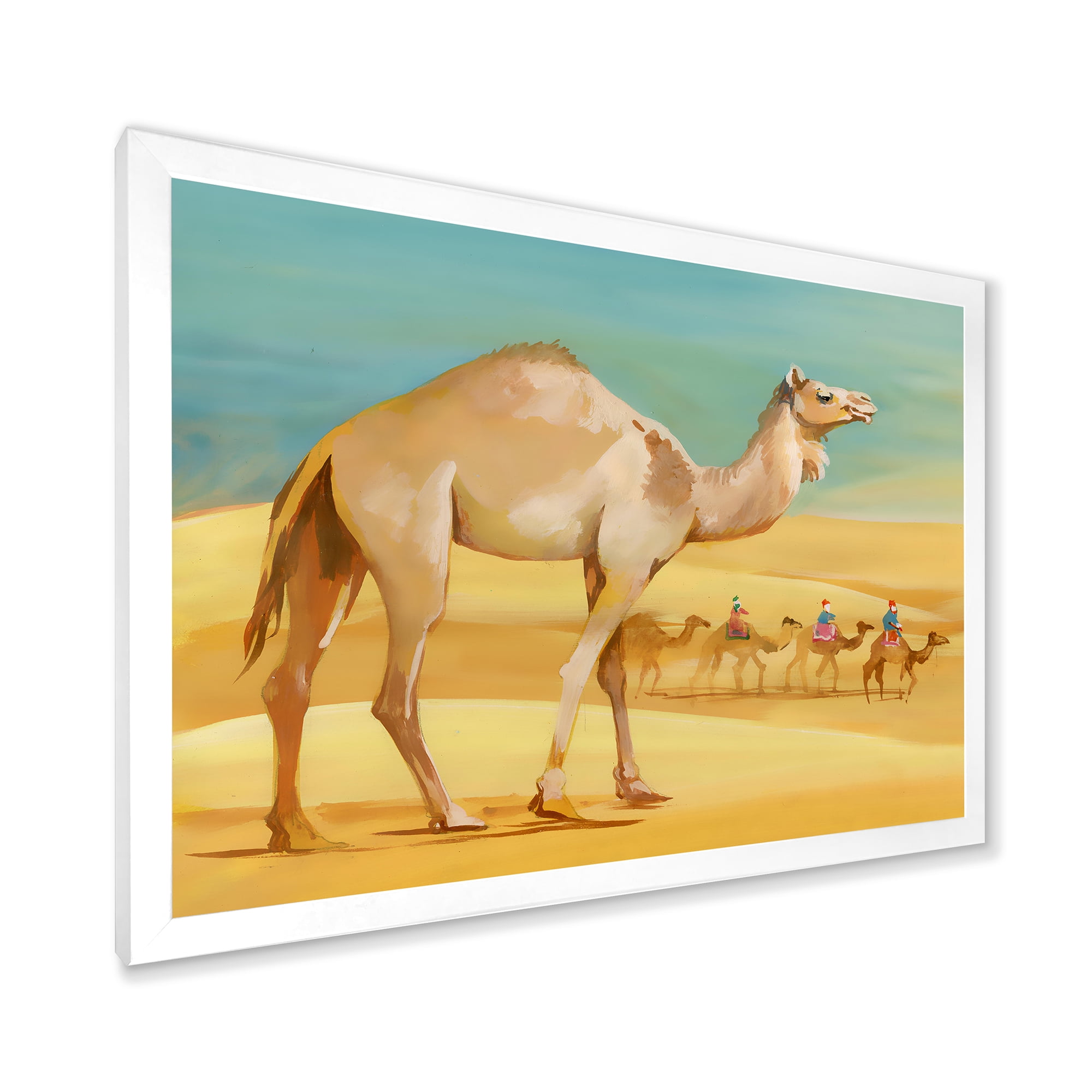 Designart 'Camels In Wild Desert I' Farmhouse Framed Art Print