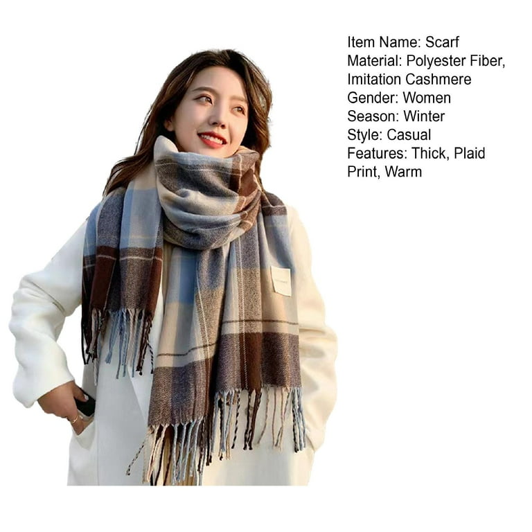 Fashion Casual Plaid Tassel Split Joint Scarf