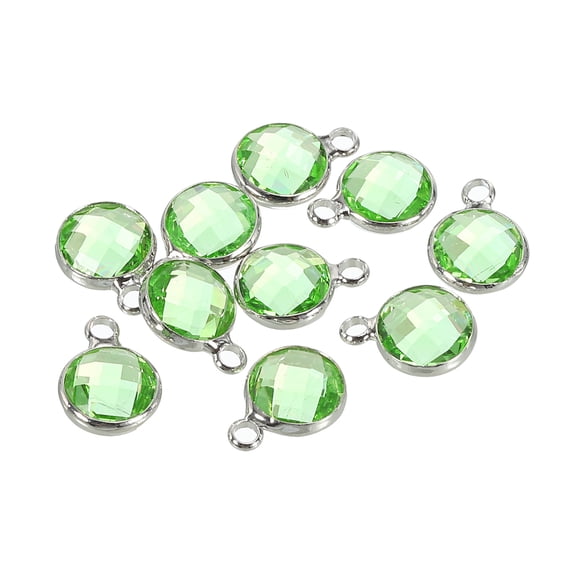 Crystal Birthstone Charm August Pendant Drop Beads Light Green for Jewelry Making, Bracelets, Pack of 10