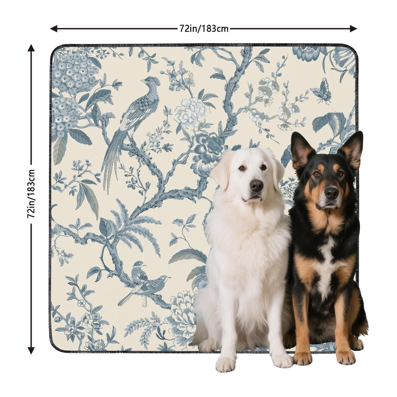 Large Washable Dog Pads 72x72 Inch, Reusable Potty Training Pads with 5-Layer Protection, Absorbent Core for Puppies & Incontinent Pets, Floral Print