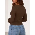 thumbnail image 4 of Camisas de Manga Larga PRETTYGARDEN Mujer Otoño 2025 Marrón XS, 4 of 8