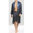 thumbnail image 4 of Men's Satin Robe with Short Set Silk Lightweight Bathrobe Sleepwear 2 Piece, 4 of 7