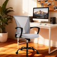 thumbnail image 2 of Office Chair Desk Computer Chair Ergonomic Adjustable Executive Mesh Mid Back with 360 Degree Swivel Wheels Lumbar Support Armrest,White, 2 of 14
