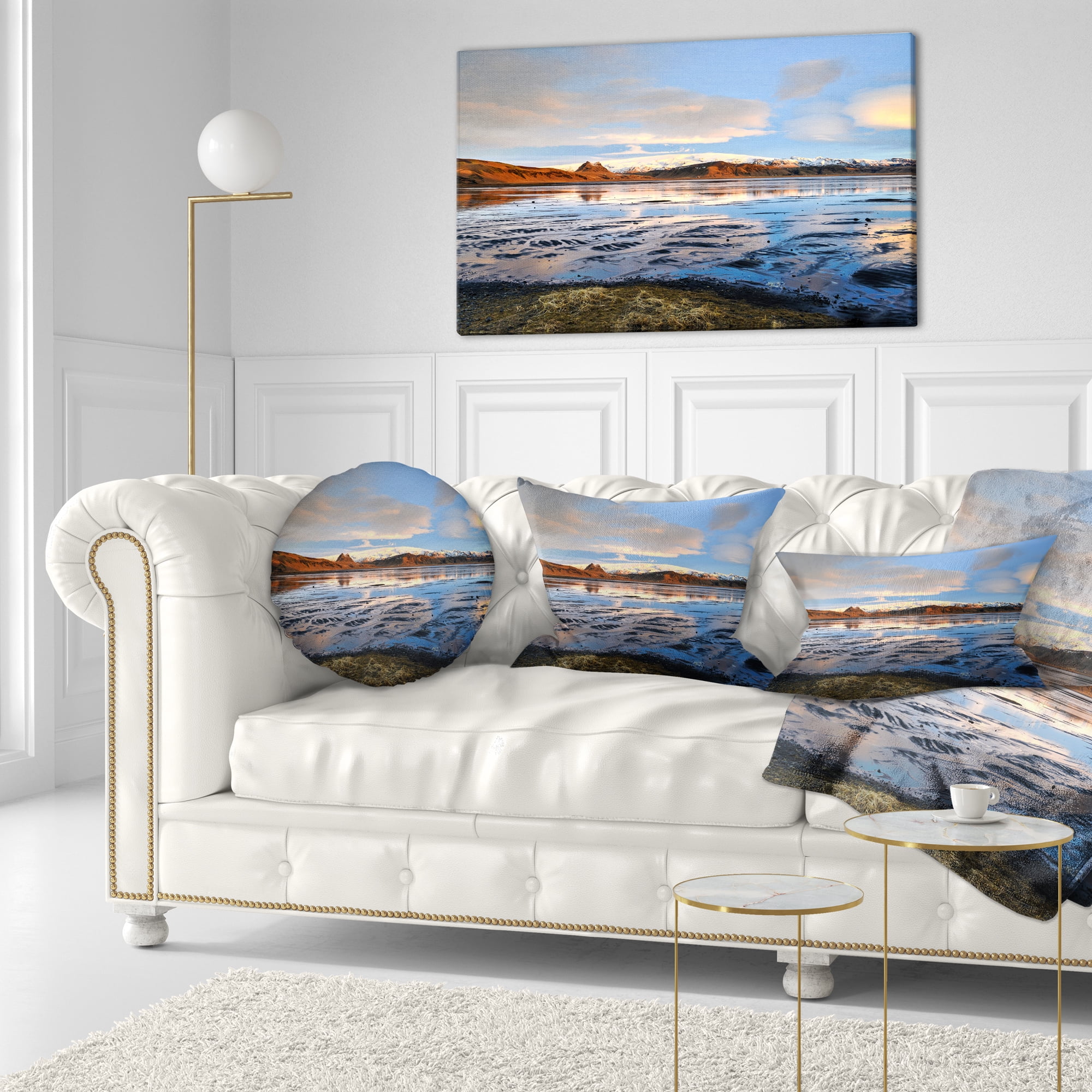 Designart Approach To Dyrholaey Durign Sunrise - Seashore Throw Pillow - 12x20