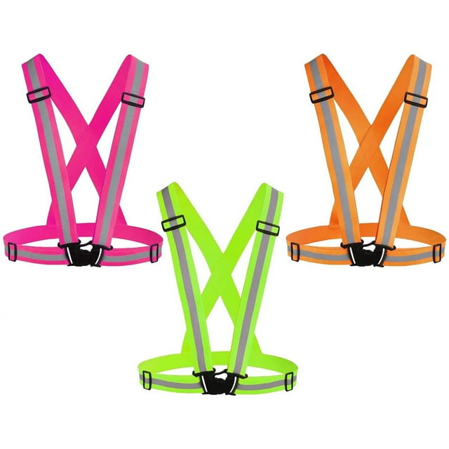Reflective Vest Running Gear 3Pack, Adjustable Safety Vests High Visible Reflective Belt Straps