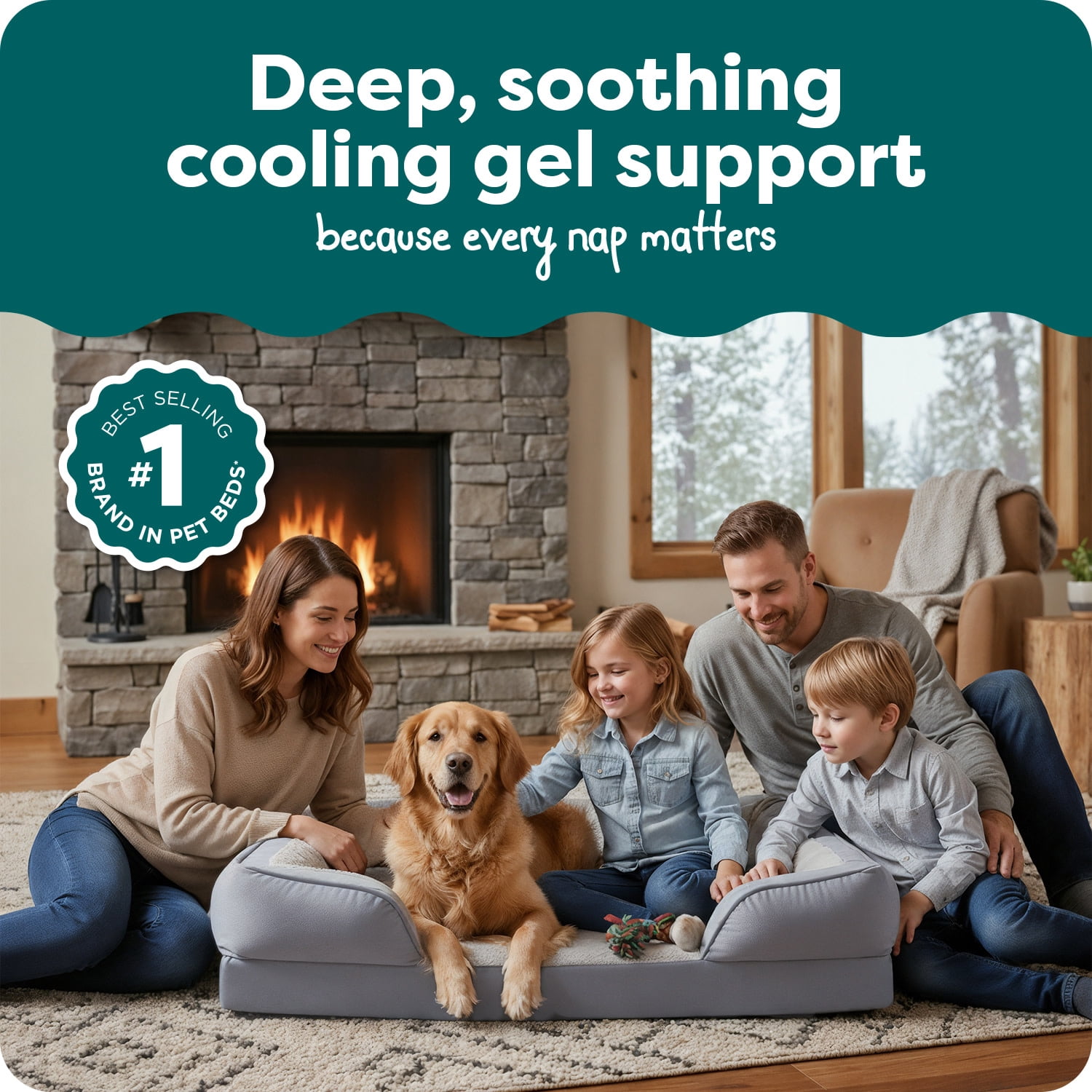 FurHaven Cooling Gel Dog Bed for Large Dogs, Perfect Comfort Sofa Bed with Cool Gel-Top Foam with a Solid Orthopedic Foam Base for Joint Support, Washable Cover, Jumbo XL, Plush & Velvet Granite Gray