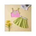 thumbnail image 2 of Douhoow 1-6Y Little Girls Patchwork Sleeveless Vest+Solid Pleated Skirts 2pcs Kids Clothes Set, 2 of 9