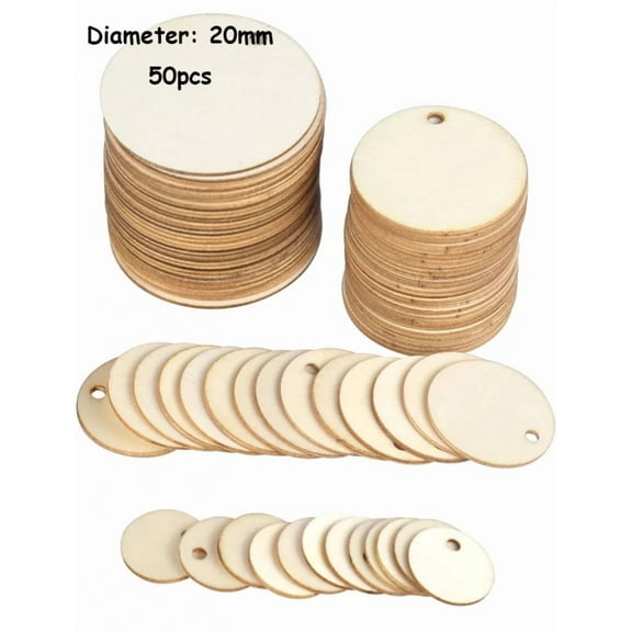 20/30/40/50mm Natural Unfinished Round Wood Slices With Hole,Blank Discs,DIY Crafts Wedding Party Christmas Home Decoration
