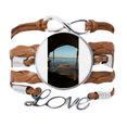 thumbnail image 1 of El nivel del mar Pulsera de cuero Negro trenzado pulsera de cuerda de amor Unbranded M, 1 of 3